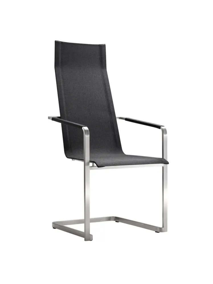 Gartenstuhl SOLPURI �Jazz Freischwinger hoch� coal Edelstahl Textilene stapelbar
